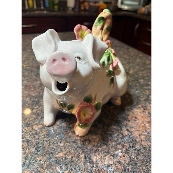 Fitz and Foyd Other - Vintage Fitz & Floyd Omnibus Teapot Sleepy Eyed Pig 1994 Hand-painted